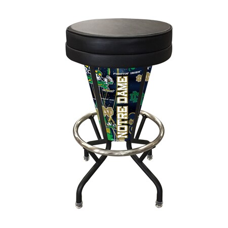 Holland Bar Stool Co Lighted Notre Dame 30" Swivel Bar Stool L500030NotreDBlkVinyl